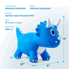 Everich Toy blue dino hopper side view supports outdoor activity.