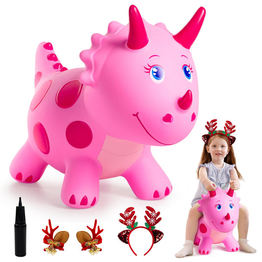 EVERICH TOY pink Triceratops bouncy ride-on for active indoor play