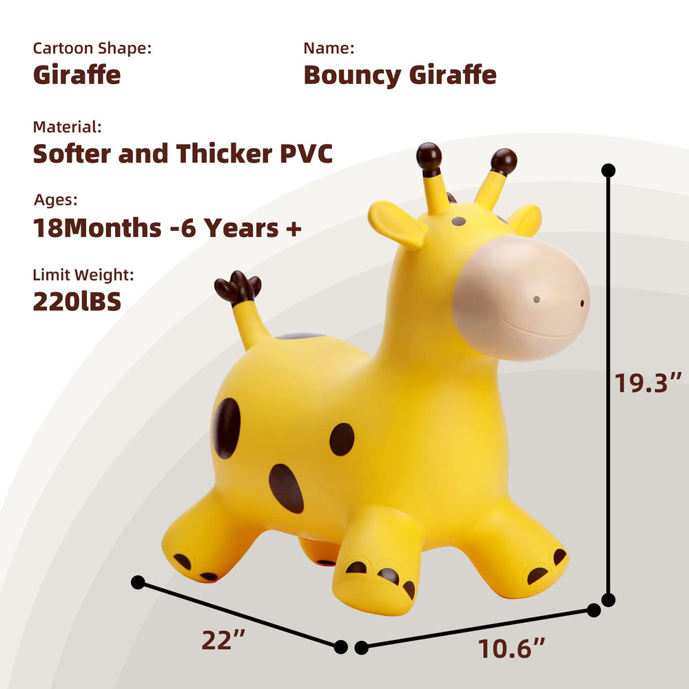 EVERICH TOY Giraffe Hopper being inflated with a pump for quick setup