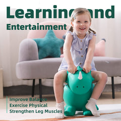 EVERICH TOY triceratops bouncer side angle encourages active play and balance development.