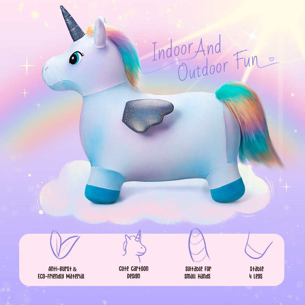 EVERICH TOY unicorn bouncy horse non-toxic pvc bladder close-up for durable bounce.