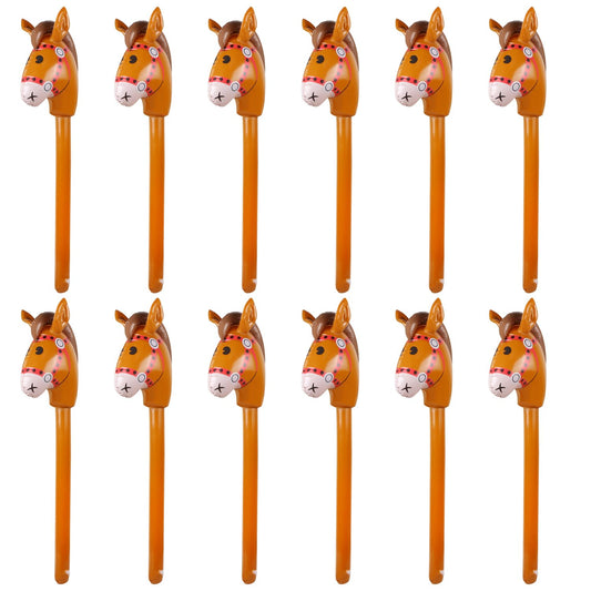 Evermarket inflatable stick horse head 38in brown for playful party decor.