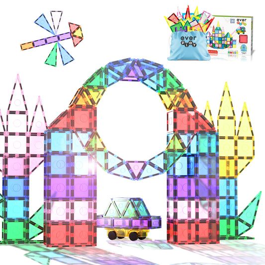 EverPlay 101pc magnet tiles in bright colors for imaginative building play