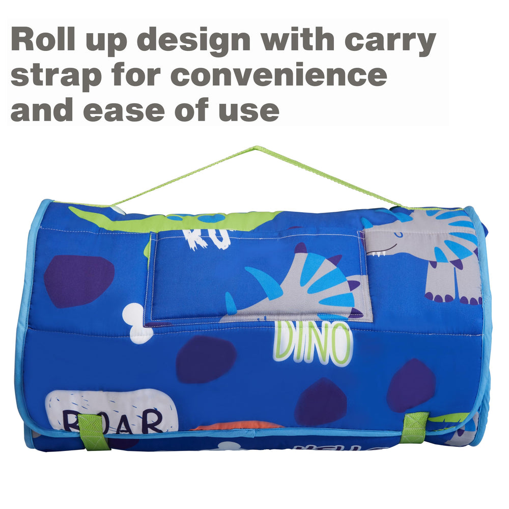 EVERYDAY KIDS Roarin' Dinos mat size 20x50 inches suits preschool naps.