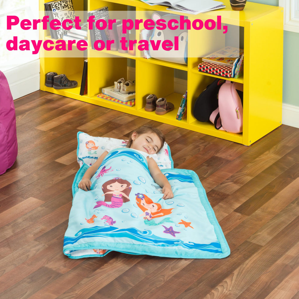 Everyday Kids Nap Mat with removable pillow offers longer use and customization.