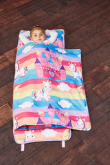 Removable pillow on EVERYDAY KIDS Unicorn Dreams mat for longer use