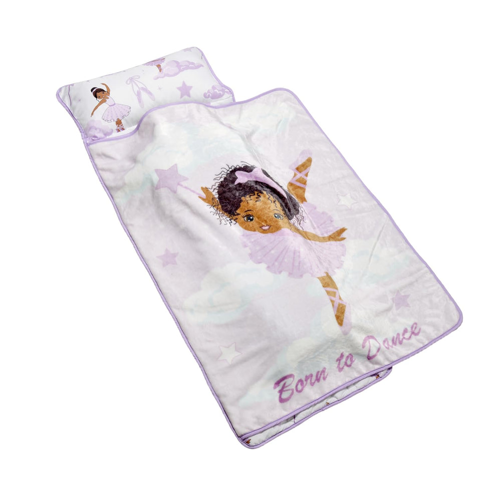 Everyday Kids rollup nap mat with strap closures for quick packing.