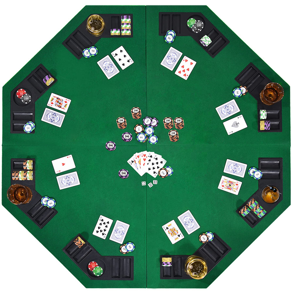 EVIEUN 48-inch poker table top shows 8-player layout for home casino-style play.
