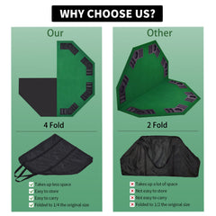 EVIEUN folding poker table top portable bag enables easy travel.