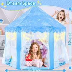 EVOIONOS Blue princess tent interior provides cozy space for daily games.