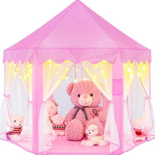 EVOIONOS Princess Tent features a castle design for imaginative play.