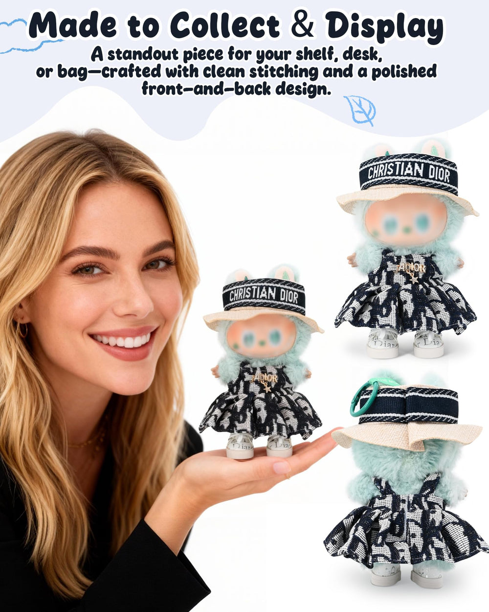 Evowatt Labubu printed dress: vibrant textile with embroidery for refined doll styling.