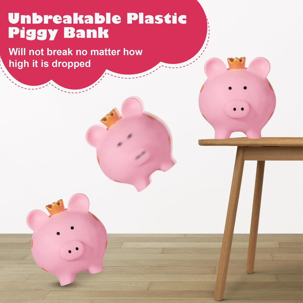 EVTHSU large-size pink piggy bank ready to hold many coins.