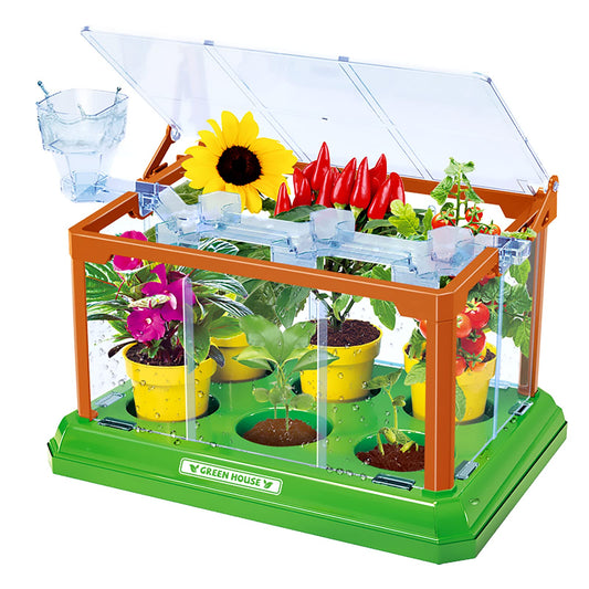 EXBEPE Kids Gardening Kit greenhouse roof open for easy seedling care
