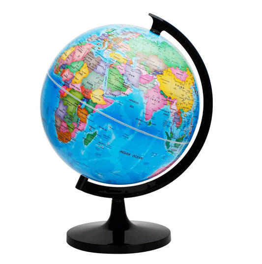 Exerz 12-inch world globe during assembly for hands-on learning.
