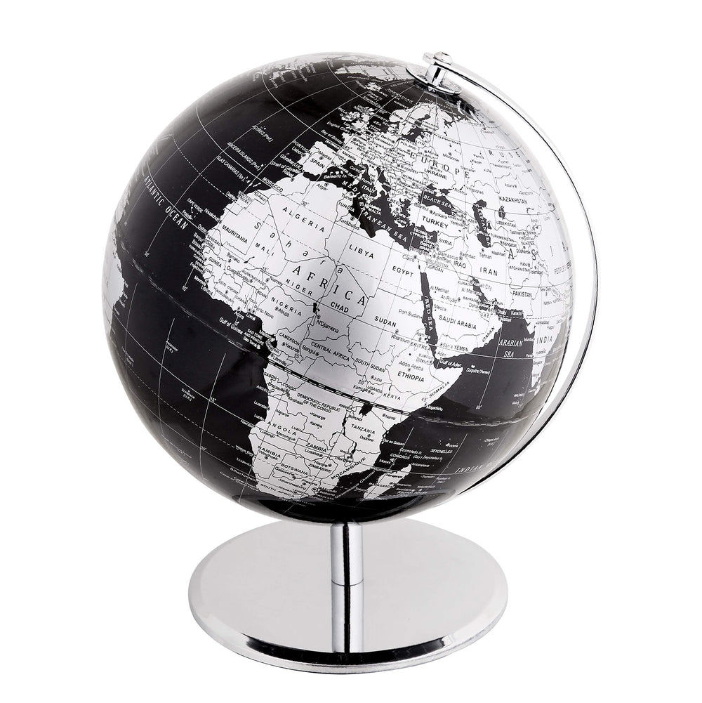 Exerz world globe highlights capitals and major cities for geography exploration