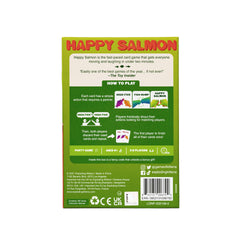 Action cards require shouting and matching for lively competition in Happy Salmon.