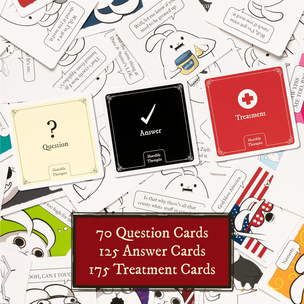 Exploding Kittens Horrible Therapist treatment card detail for outrageous rounds.