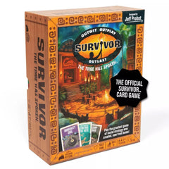 Exploding Kittens Survivor game box ready for family night and island-themed fun