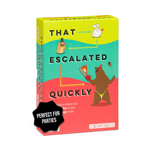 That Escalated Quickly question cards from Exploding Kittens spark quick laughs
