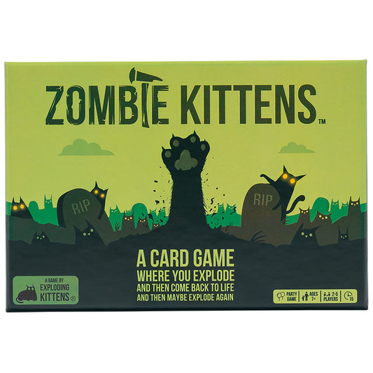 Exploding Kittens Zombie Kittens card game box, perfect for family game nights.