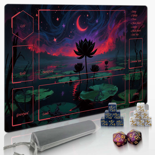 Extalas MTG playmat with edge-locking waterproof design for card protection during battles