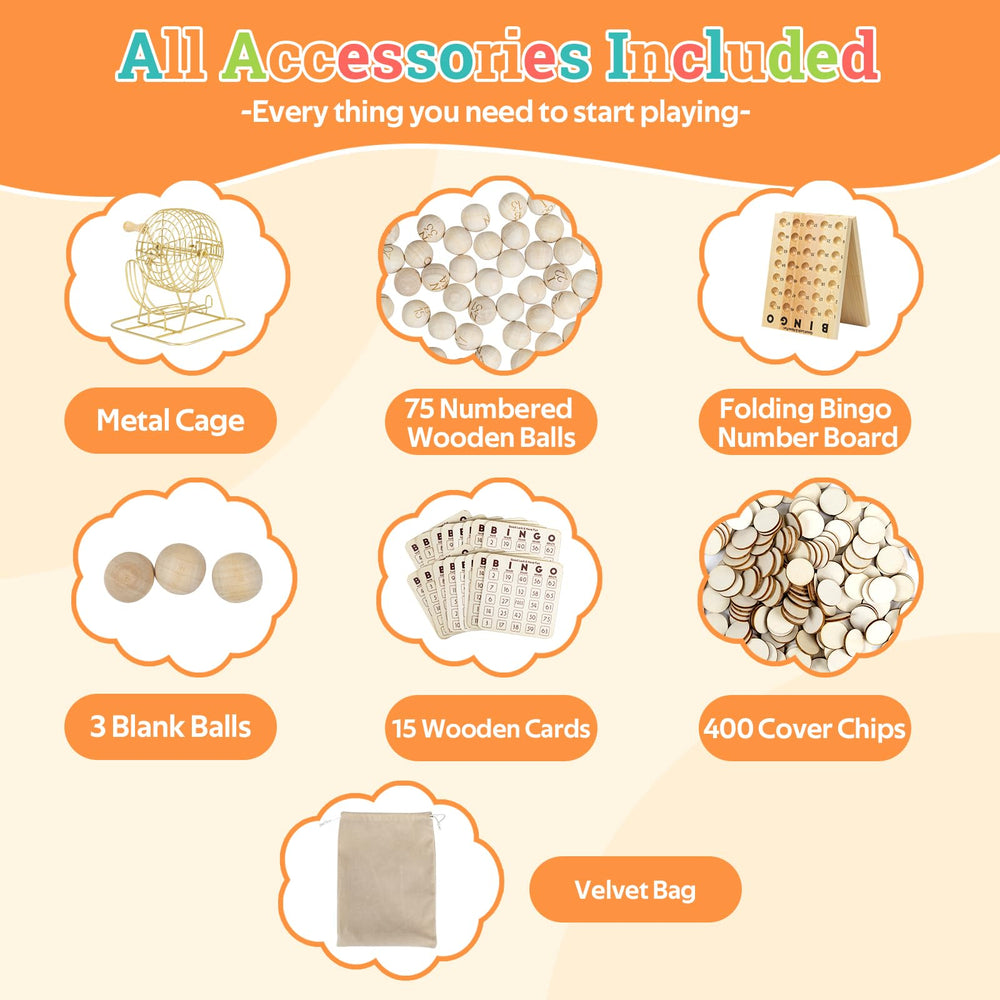 Extguds wooden bingo cards with clear printing for repeated use.