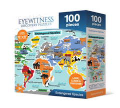 Eyewitness Discovery Puzzle black rhino image promotes conservation awareness and problem solving.