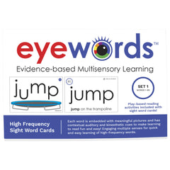 Eyewords sight word cards front with picture cues for multisensory learning.