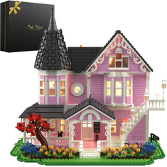 EYICA Pink Palace House front view showcases the pink façade for stylish desk display.