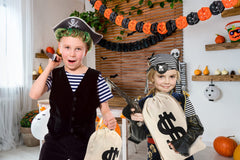 Eyllaaoo money bags as a burglar Halloween or western costume prop.