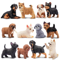 EYSCOTA dog figurines Bulldog pair for imaginative play and cake toppers