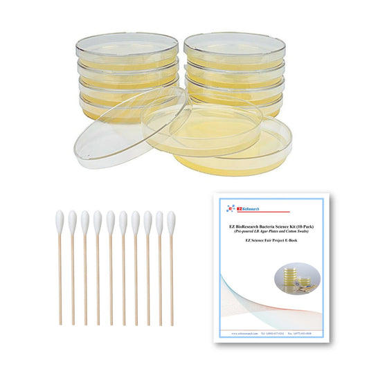 EZ BioResearch bacteria kit pre-poured LB-agar plates for quick classroom experiments