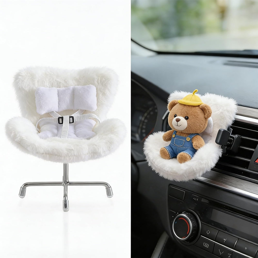 Ezcora doll car seat clip-on vent white for secure on-road display.