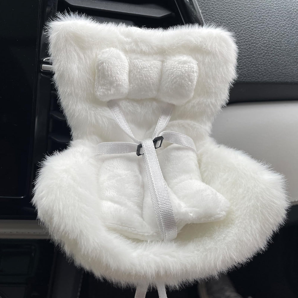 Ezcora doll seat base shows transparent bottom with plush white cushion.