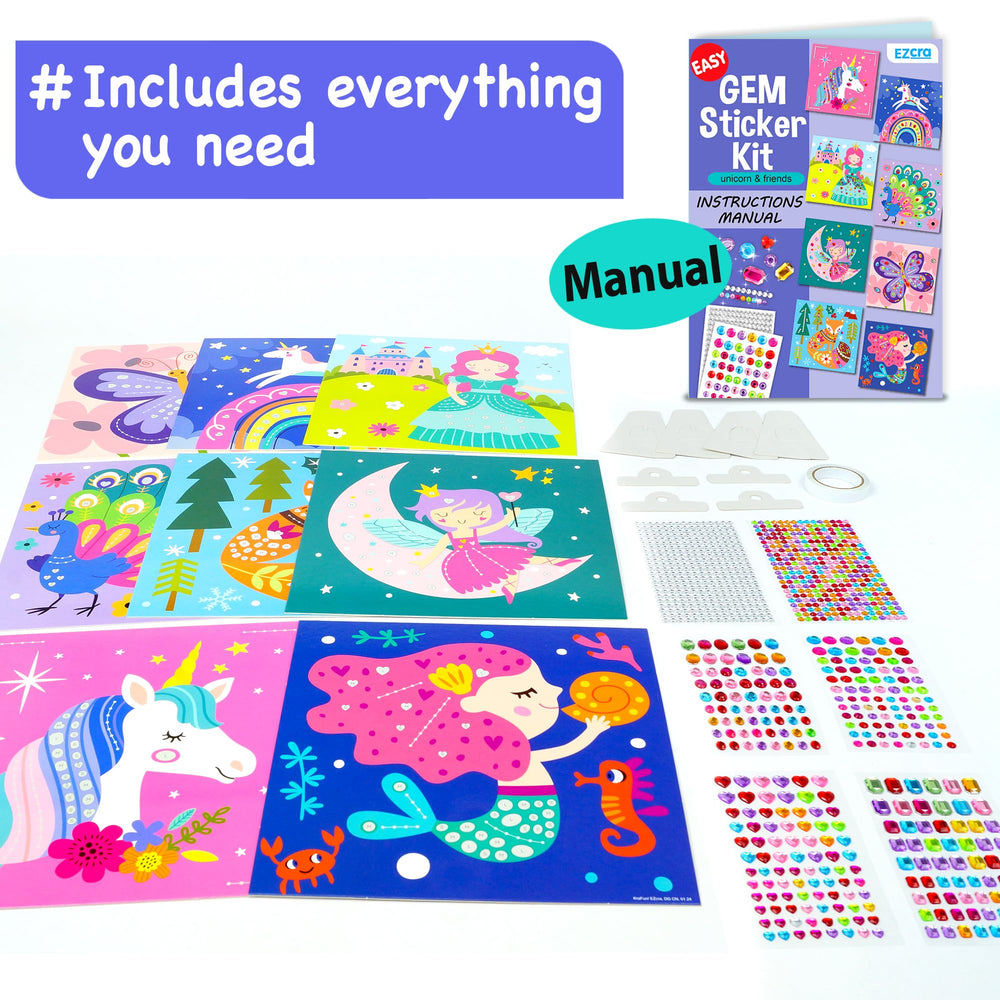 EZCRA diamond art kit with shimmering gems for colorful crafts.