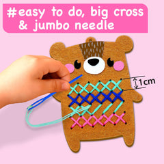 EZCRA jumbo needles and safety scissors for comfortable, beginner stitching
