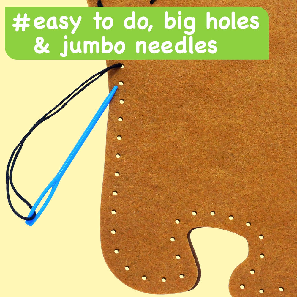 EZCRA pre-cut shapes and punched holes simplify sewing for new learners