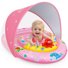 EZIGO baby pool float with canopy for shade and safety