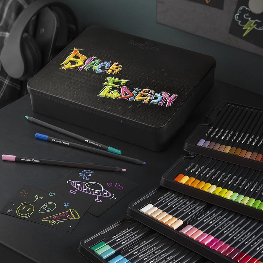 Faber-Castell Black Edition pencils offer vibrant range for rich shading on any paper.