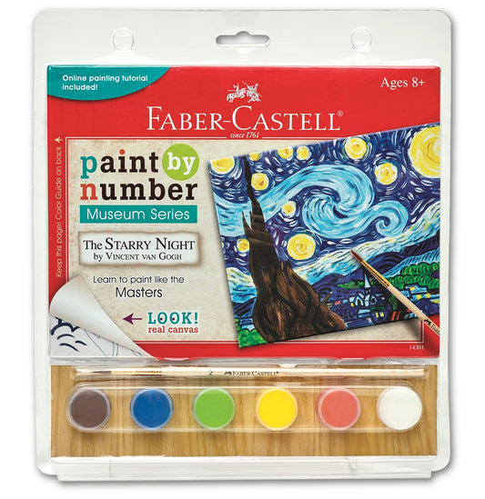 Faber-Castell Paint by Number Starry Night canvas 6x8 for calm, creative practice