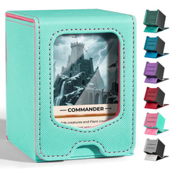 Fabmaker deck box with quick-view window showing key cards at a glance