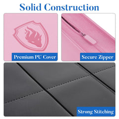 Close-up of pink zipper on Fabmaker binder highlighting durable closure.