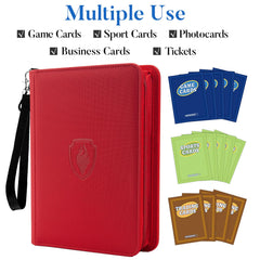 Fabmaker Premium Binder red interior pages show clear sleeves for easy viewing