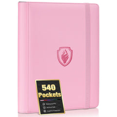 Fabmaker pink 9-pocket binder front cover showcases durable, organized card storage