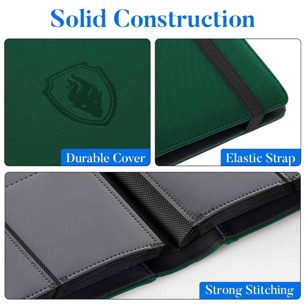 Fabmaker Premium 9-pocket binder open layout showing 360-card capacity and easy viewing.