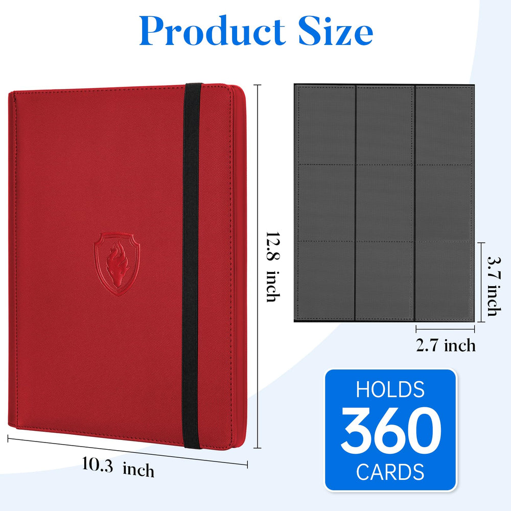 Fabmaker red binder dimensions fit sleeved MTG and sports cards.