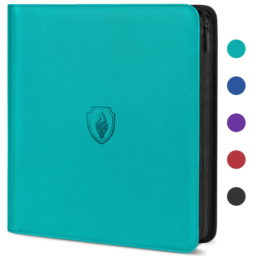 Fabmaker premium zip card binder with teal finish and 12 pockets for organized cards