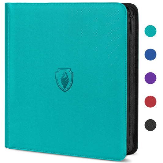 Fabmaker premium zip card binder with teal finish and 12 pockets for organized cards