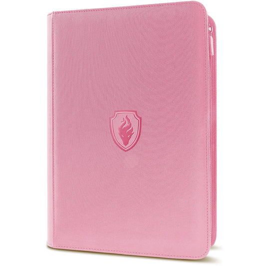 Fabmaker pink zip binder cover shows secure closure for reliable protection.